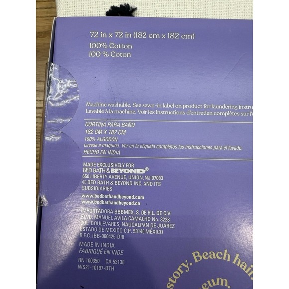 Wild Sage Asmara Diamond Shower Curtain 72"x72" In Color Tuxedo - Picture 4 of 5